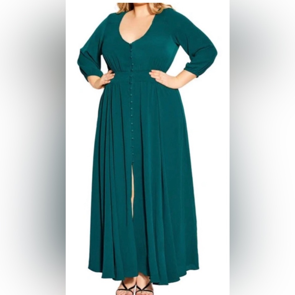 City Chic Seam Green Maxi
